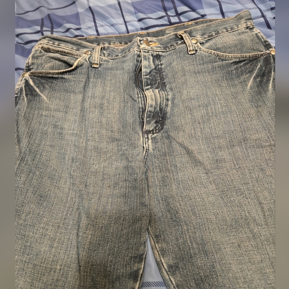 Mens Retro Black Label Wrangler Straight Boot Cut Jeans View 5
